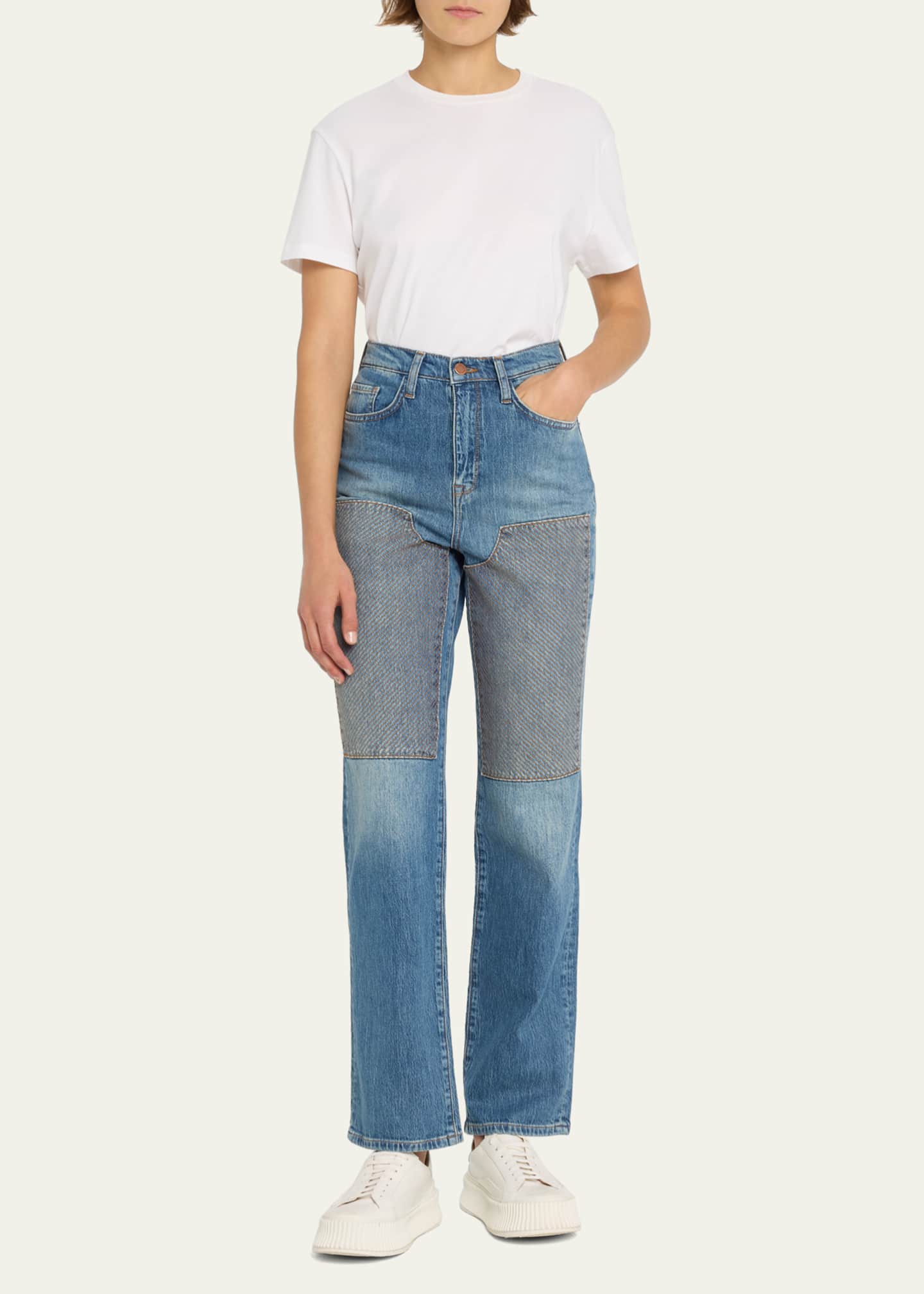 Triarchy Ms. Triarchy High Rise Straight-Leg Patch Jeans - Bergdorf Goodman