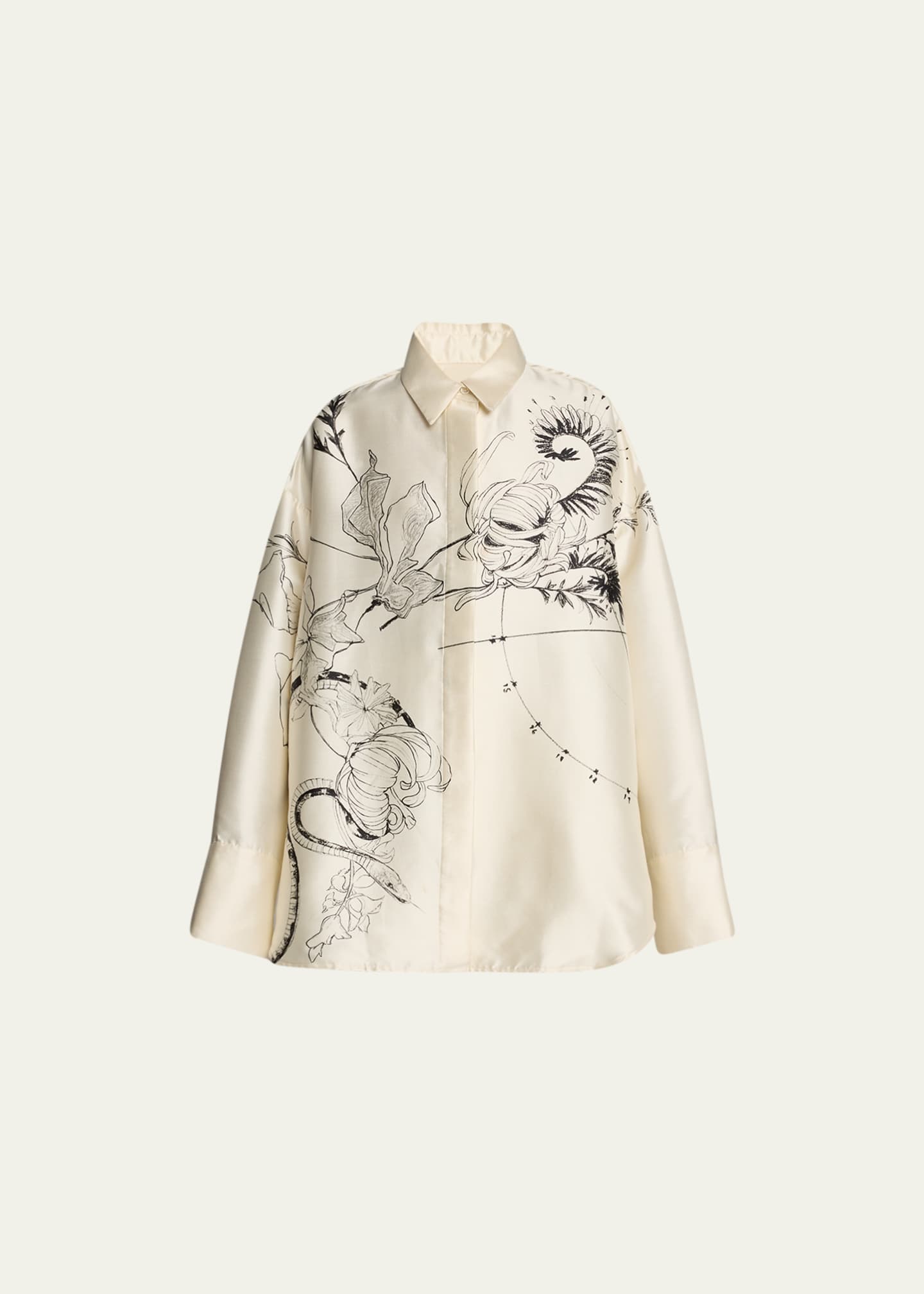 Jason Wu Collection Printed Placed Oversize Wool Shirt - Bergdorf