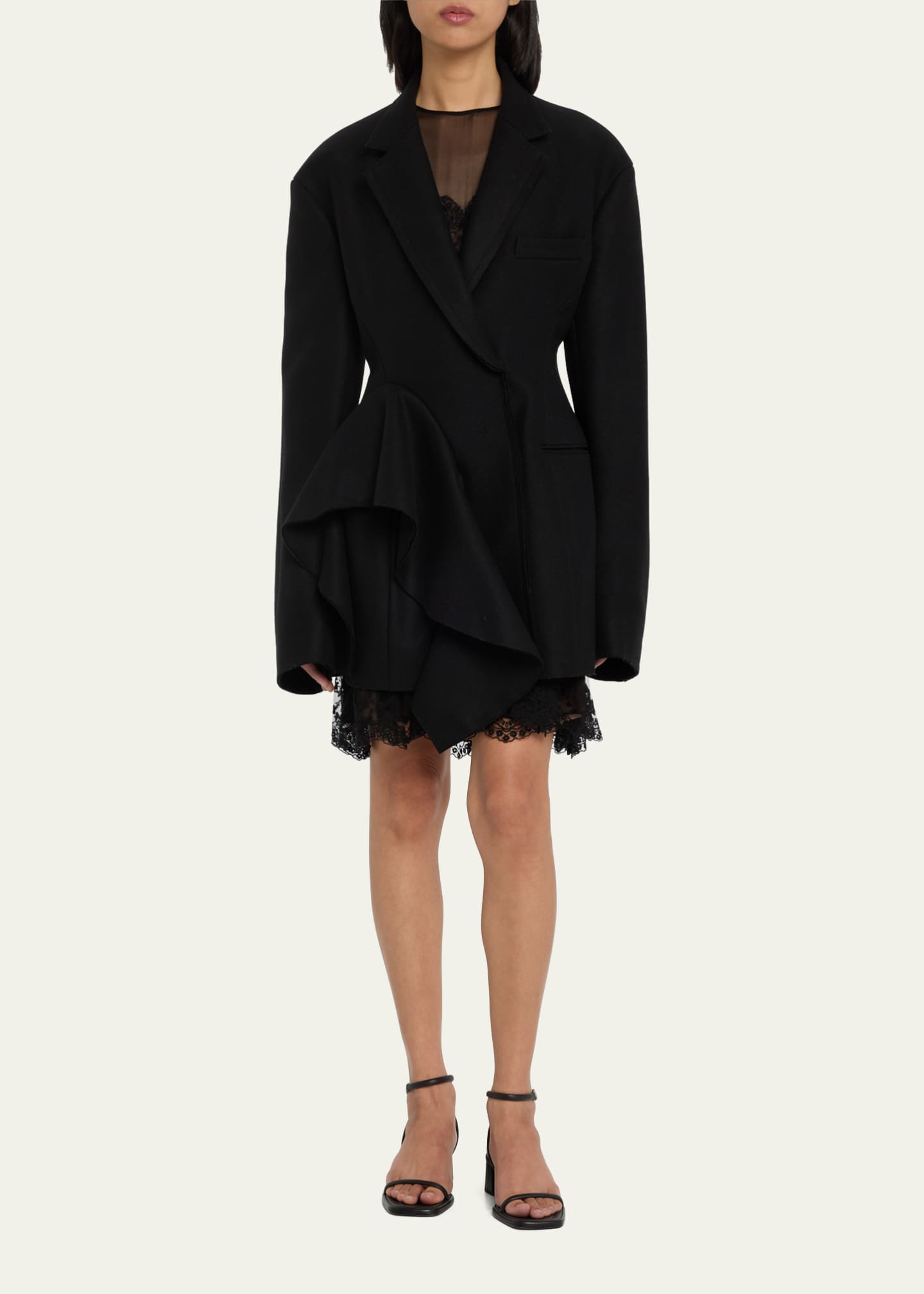 Jason Wu Collection Wool Melton Sculpted Jacket with Ruffle Detail ...