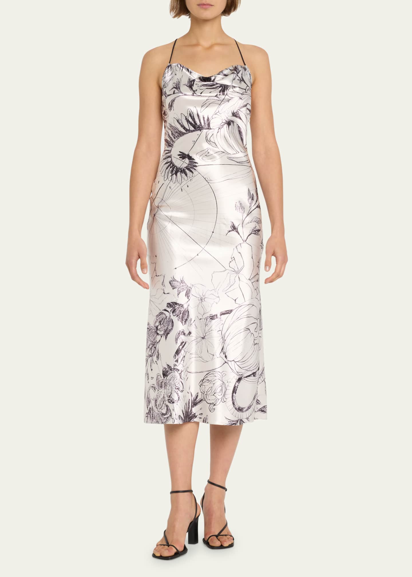 Jason Wu Collection Cosmic Floral Print Satin Slip Dress