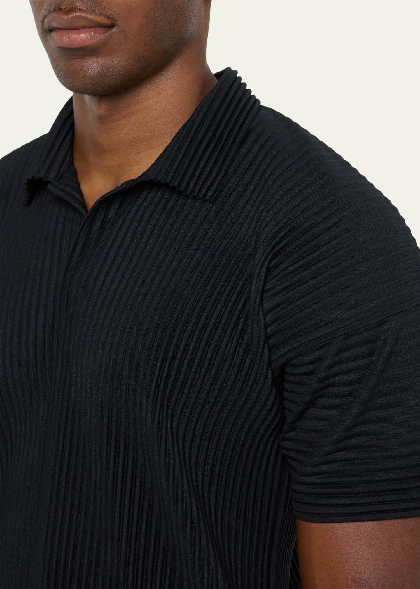 Homme Plisse Issey Miyake Men's Pleated Polyester Basic Polo Shirt