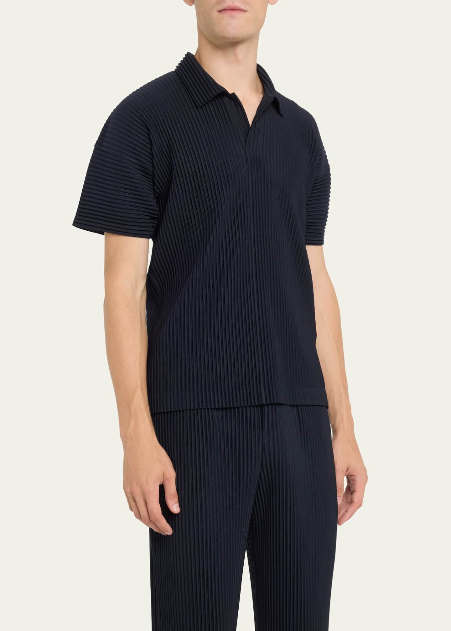 Homme Plissé Basic ポロシャツ黒　size3 Homme Plissé Issey Miyake Basics Pleated Polo | Nordstrom