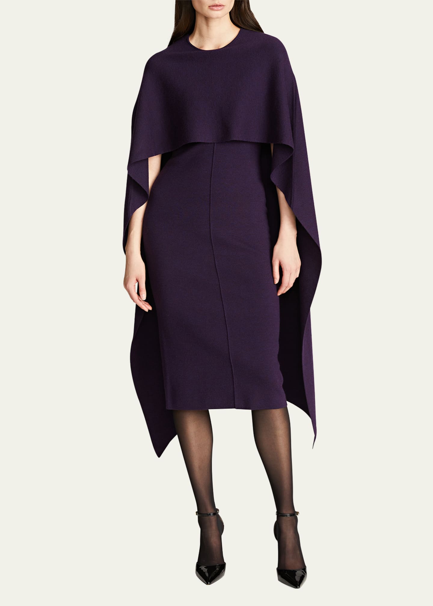 Halston Amal Bodycon Cape Sweater Midi Dress - Bergdorf Goodman