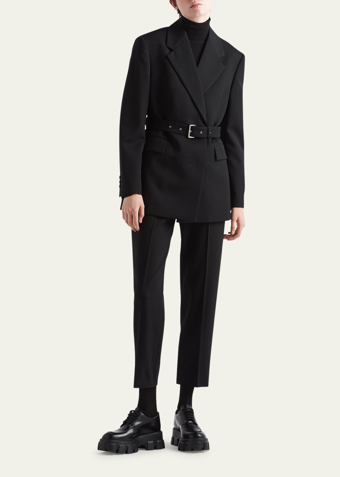 Prada Gabardine Belted Blazer