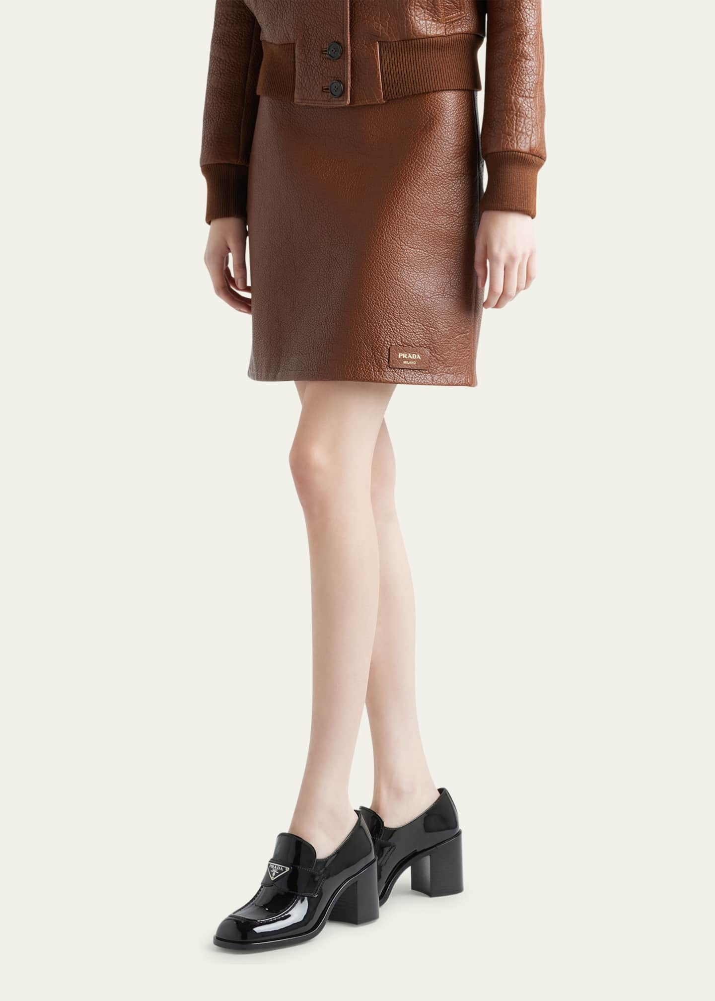 Prada Napa Leather Mini Skirt - Bergdorf Goodman