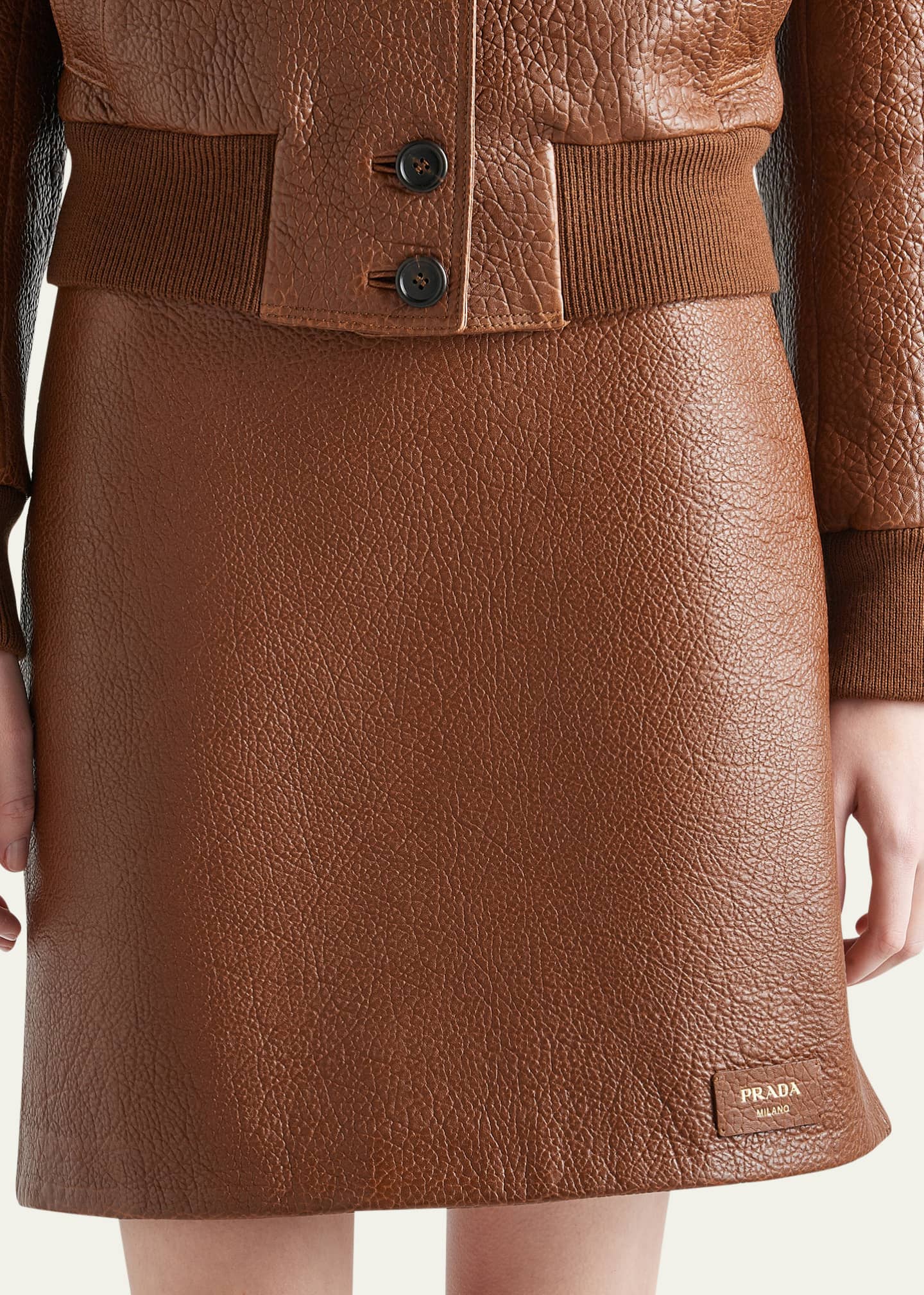Prada Napa Leather Mini Skirt - Bergdorf Goodman