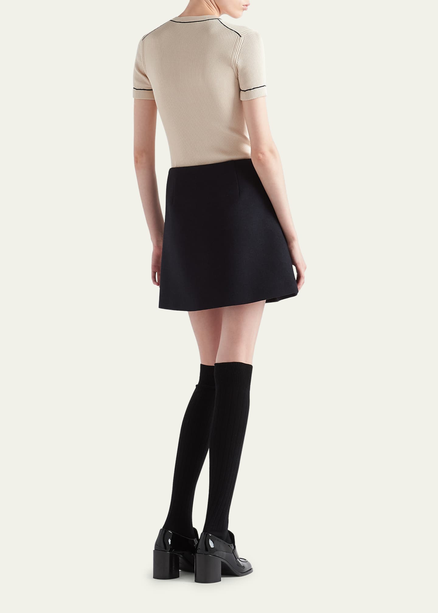 Prada Silk Knit Ribbed Shirt with Contrast Tipping Image 3 of 3