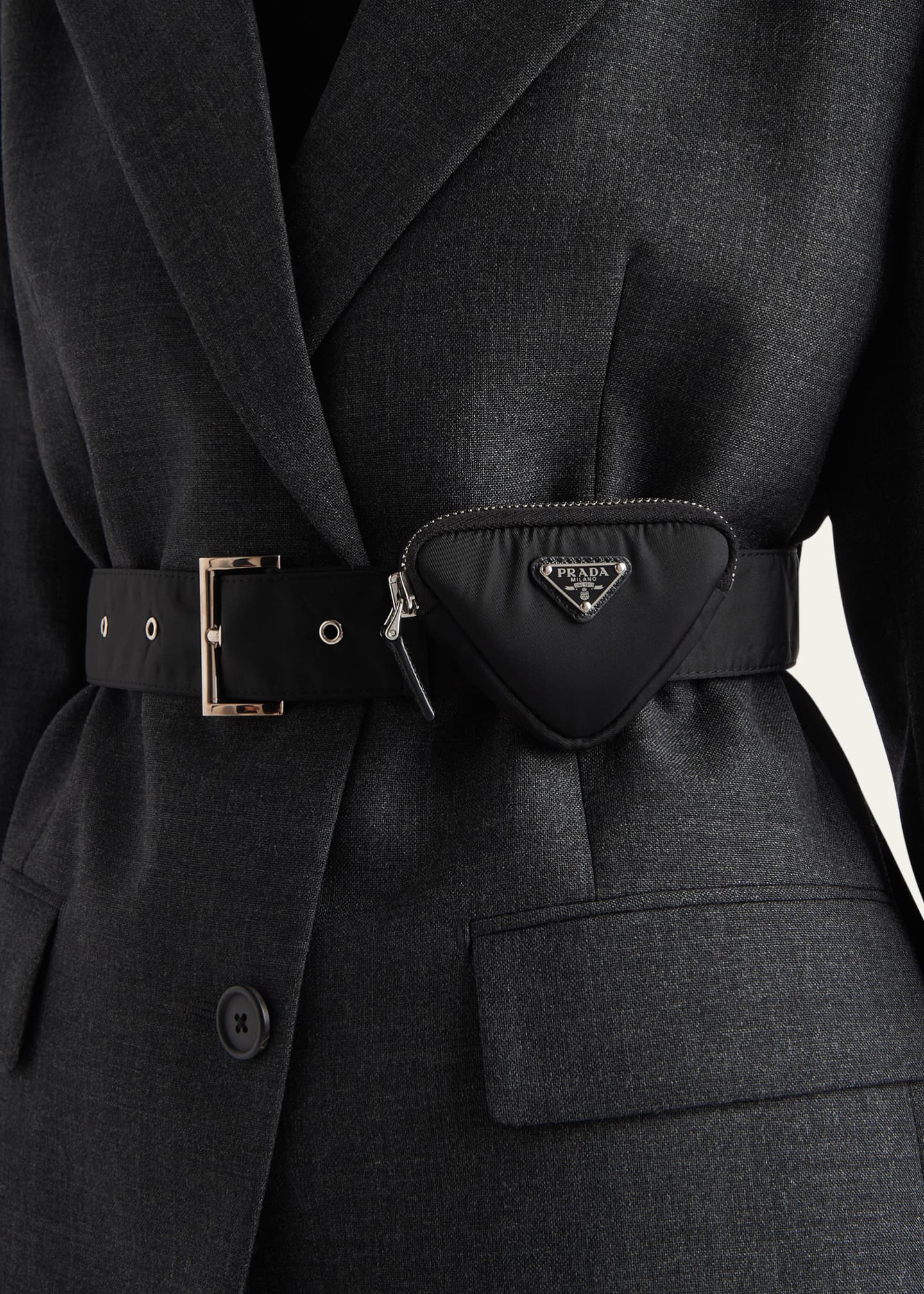 Prada Hooded Gabardine Jacket with Re Nylon Belt Bergdorf Goodman