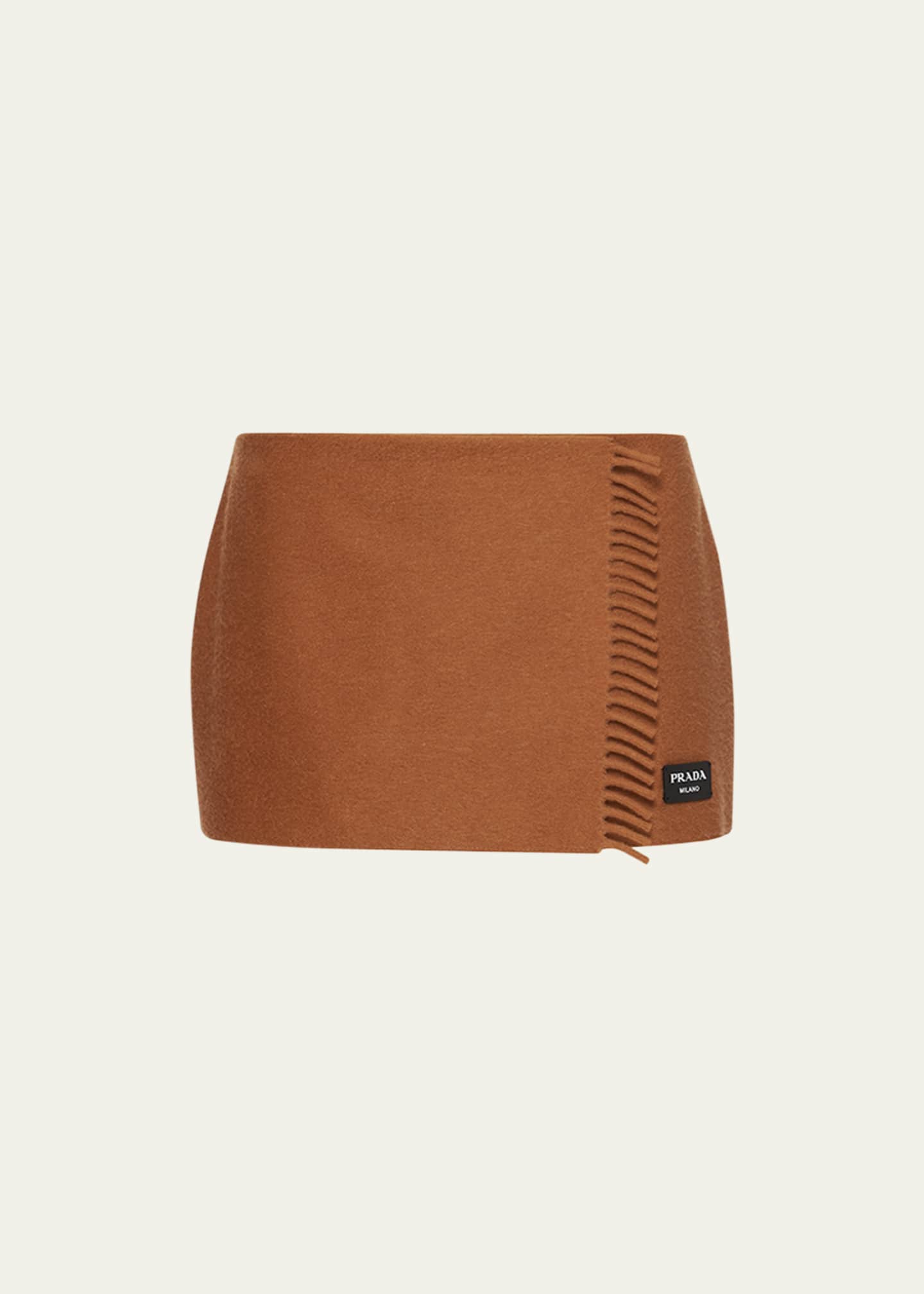 Prada Fringe Cashmere Scarf Mini Skirt Image 1 of 4