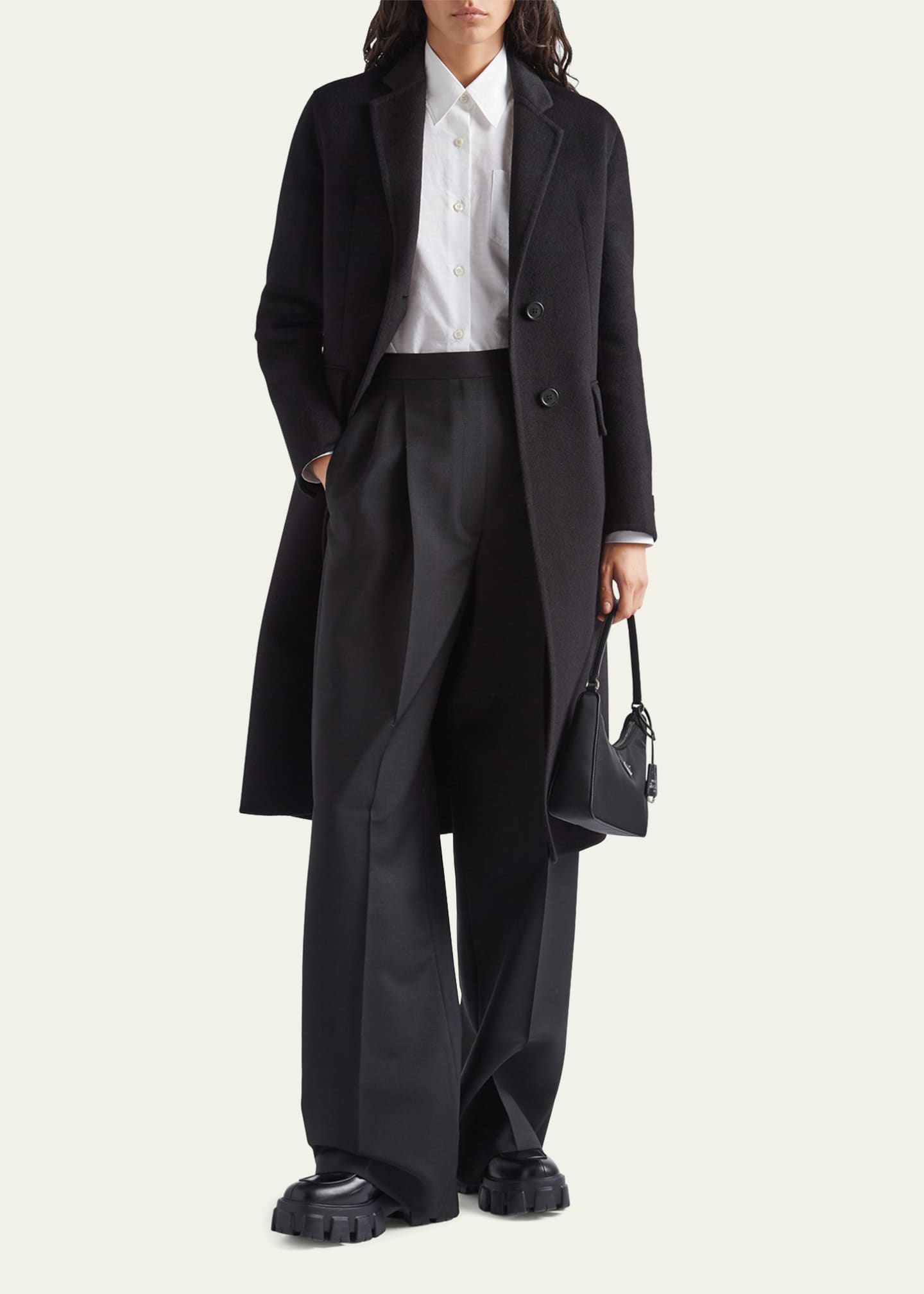 Prada Pintuck Mohair Wide-Leg Trousers - Bergdorf Goodman