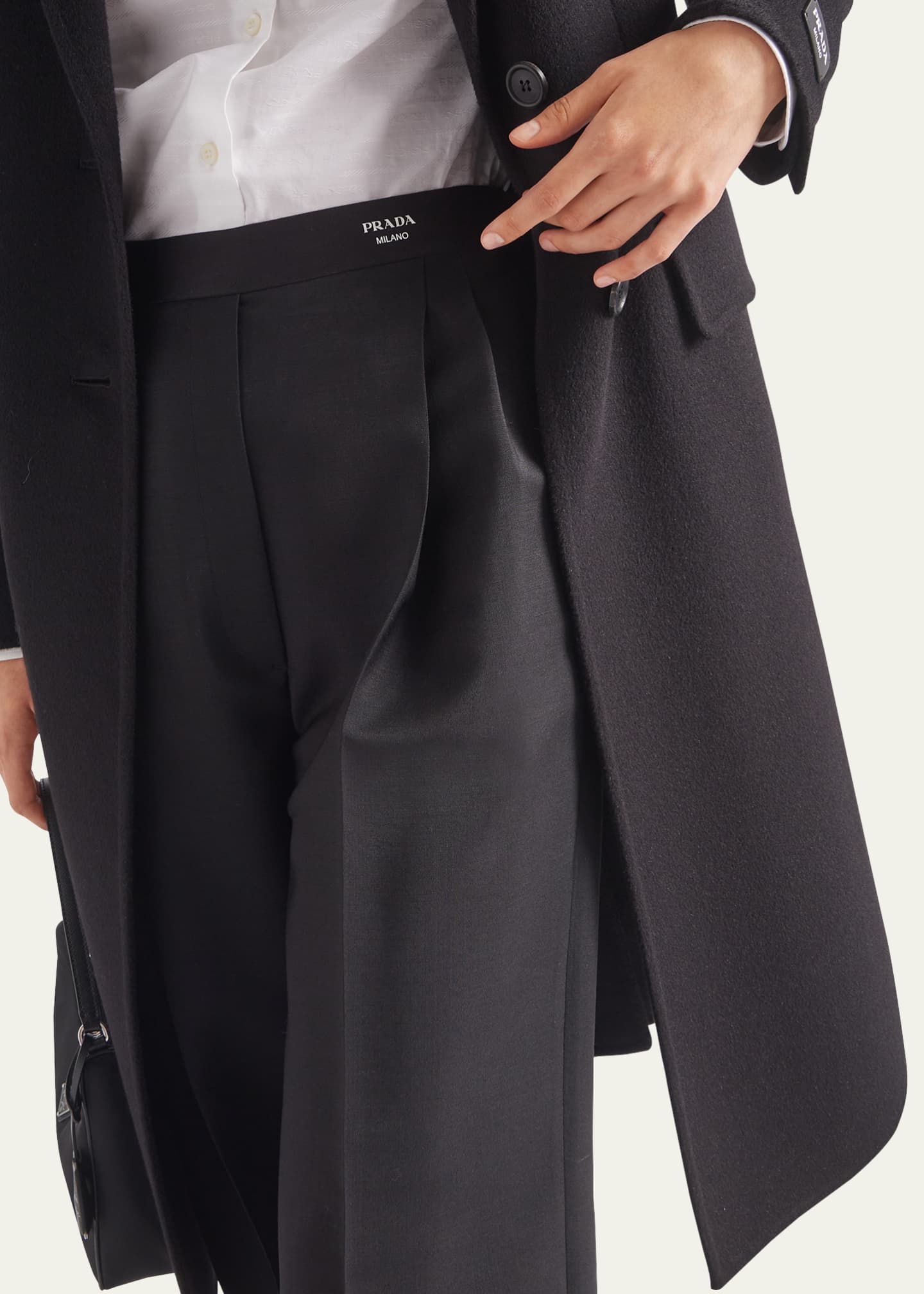 Prada Pintuck Mohair Wide-Leg Trousers - Bergdorf Goodman