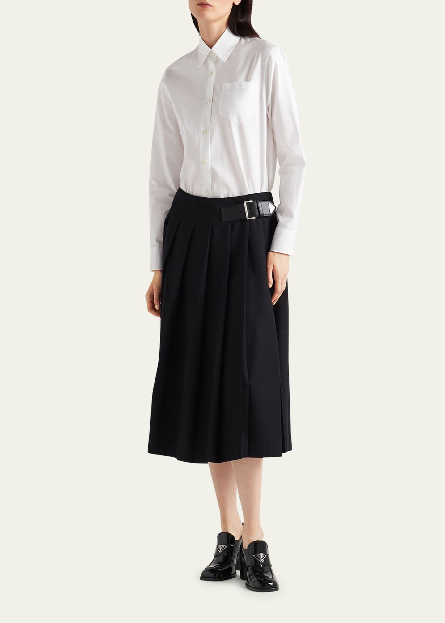 Prada Logo Poplin Button Down Shirt Image 2 of 3