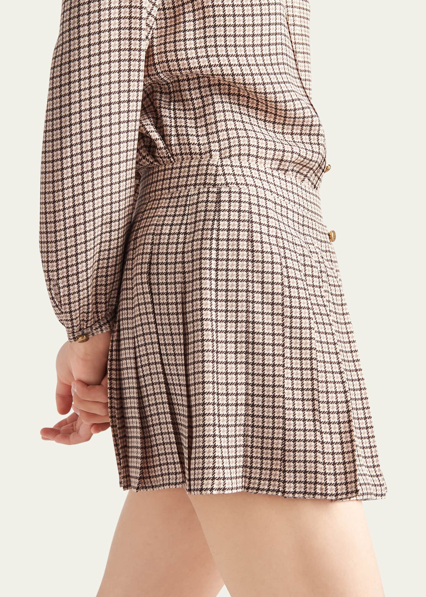 Prada Quadretto Pleated Mini Skirt
