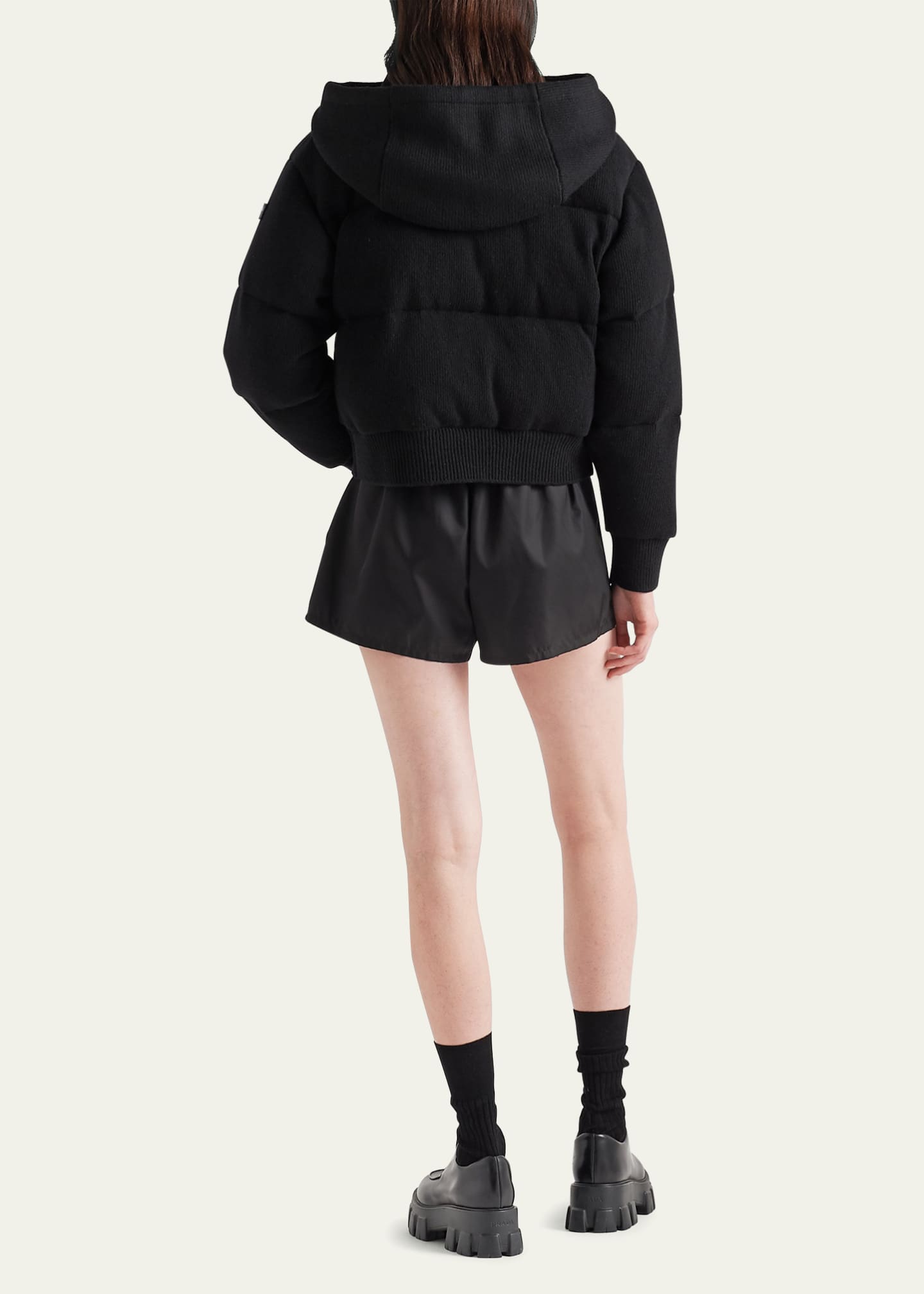 Prada hooded puffer outlet jacket