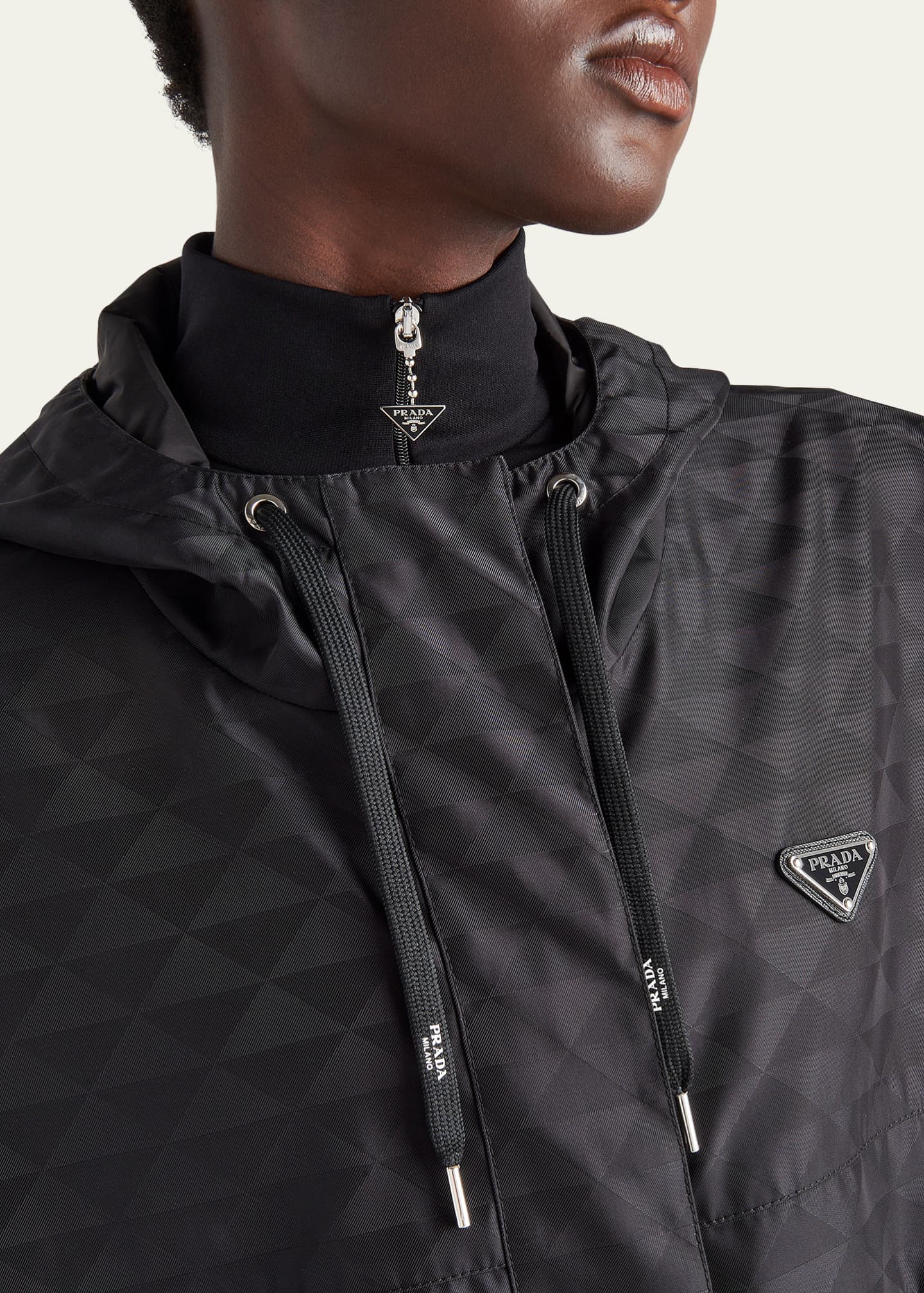 Prada Printed Nylon Zip-Front Jacket - Bergdorf Goodman Prada Printed Nylon Zip-Front Jacket - Bergdorf Goodman