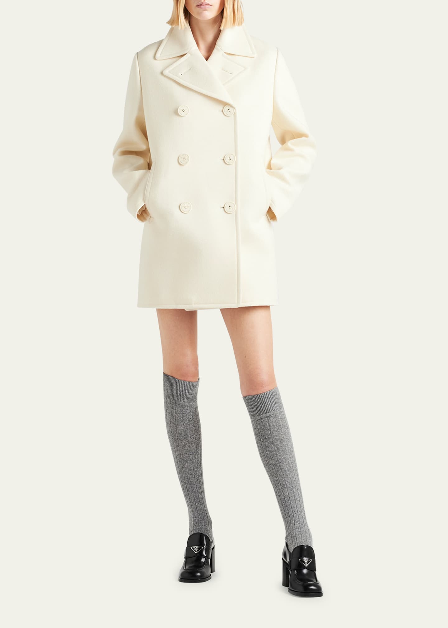 Prada Panno Double Breasted Coat Bergdorf Goodman