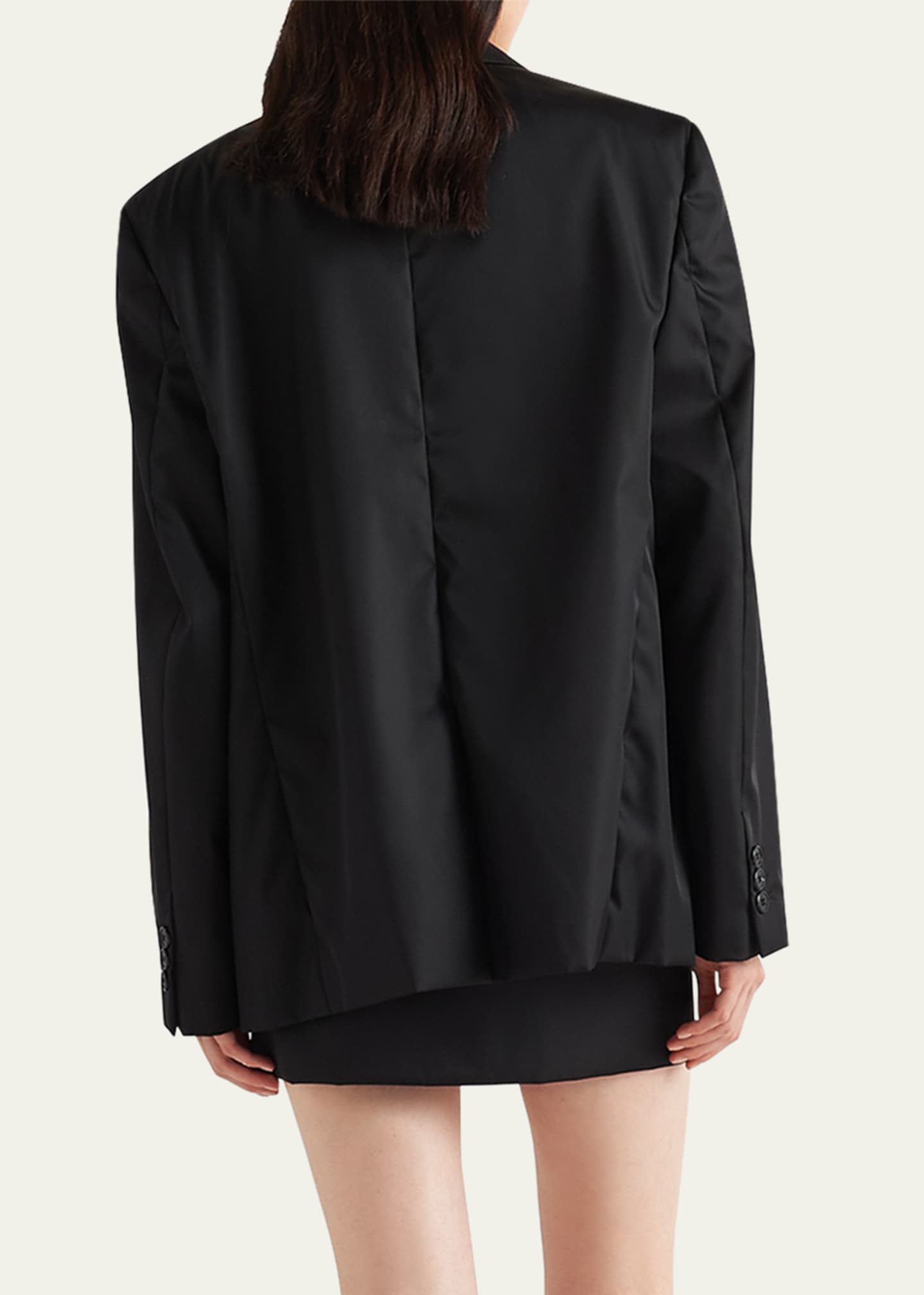 Prada Re-Nylon Single-Breasted Jacket with Mini Pouch