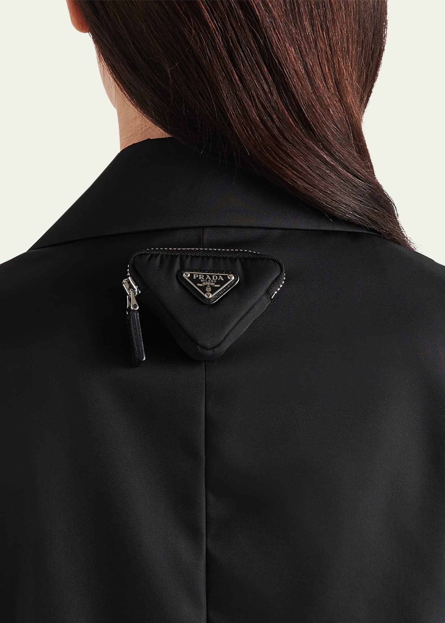Prada Re-Nylon Single-Breasted Jacket with Mini Pouch Prada Re-Nylon Single-Breasted Jacket with Mini Pouch