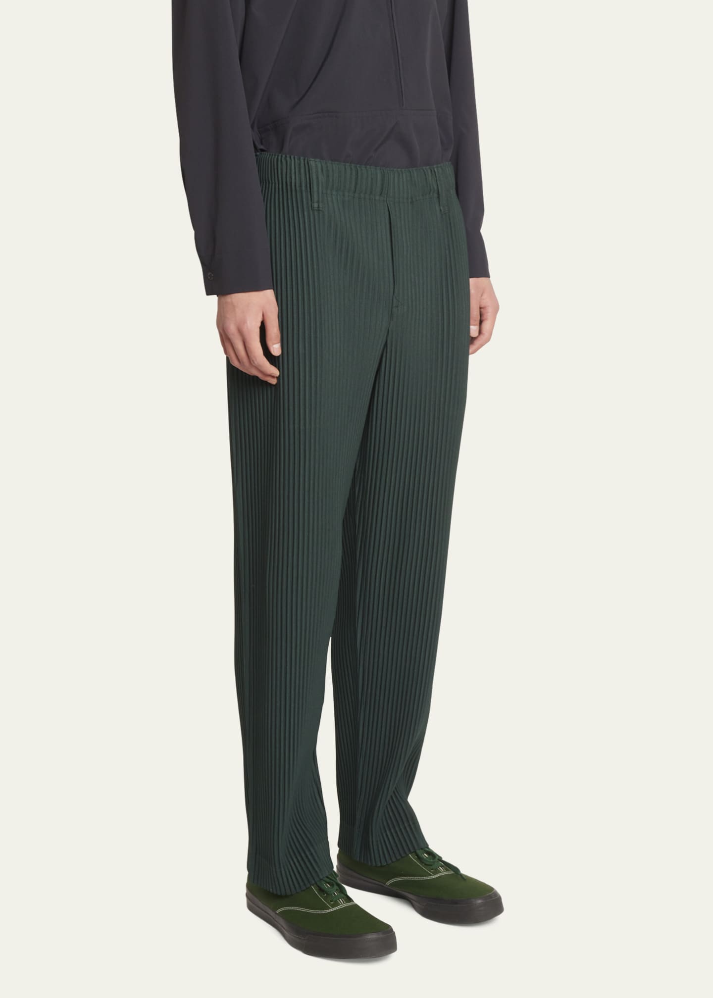 Homme Plisse Issey Miyake Men's Pleated Polyester Slim Pants