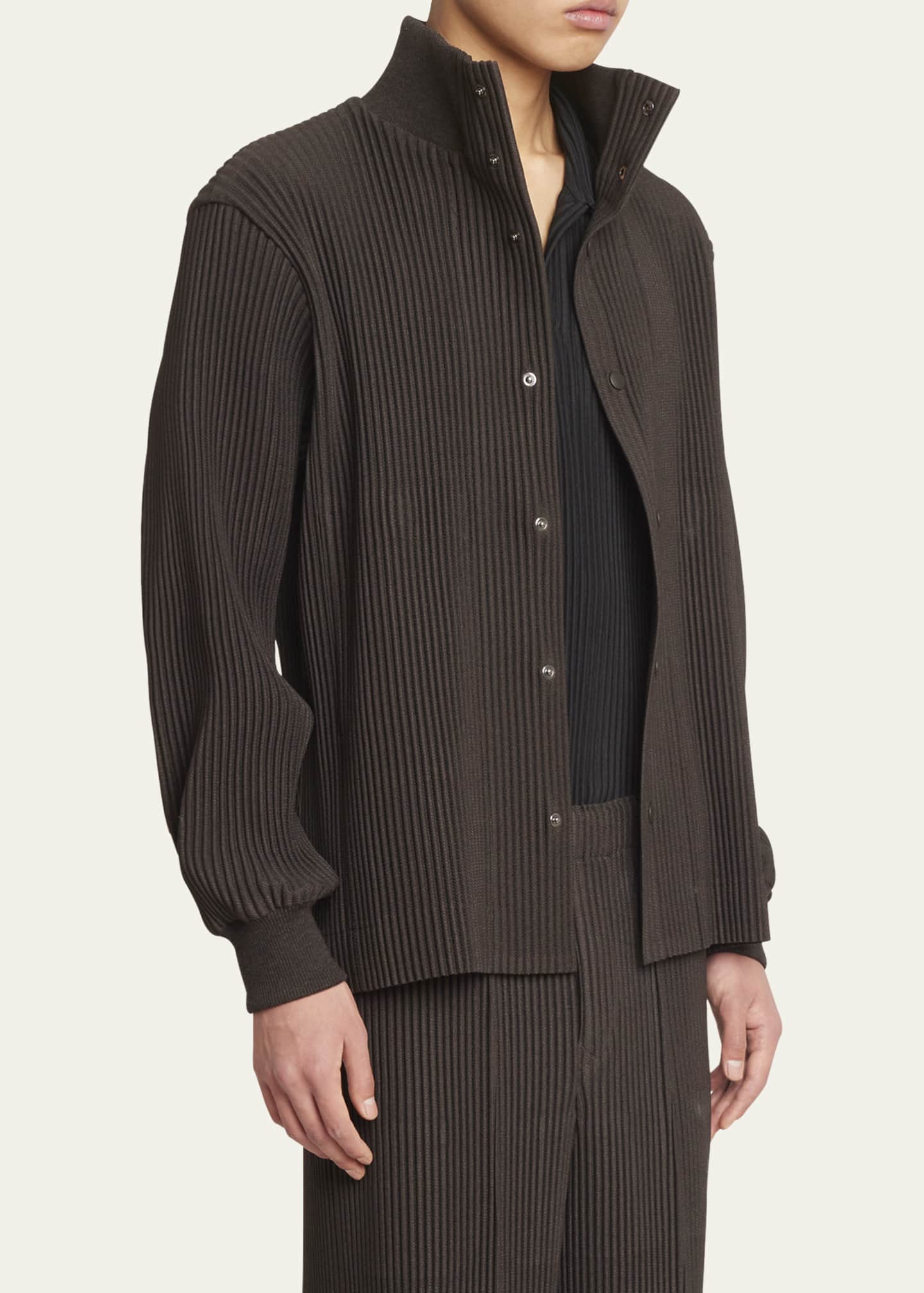 Homme Plisse Issey Miyake Men's Pleated Stand-Collar Blouson