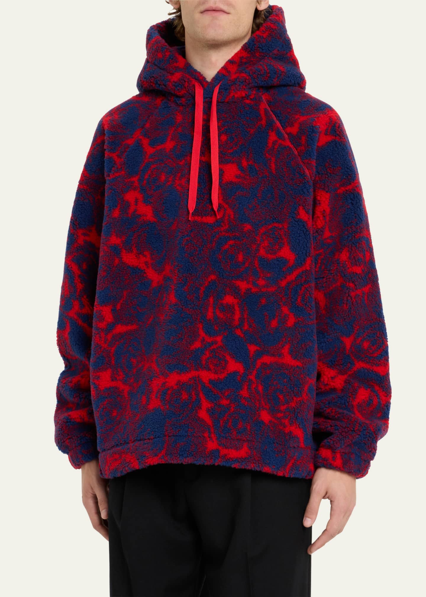 Rose print hoodie men's top