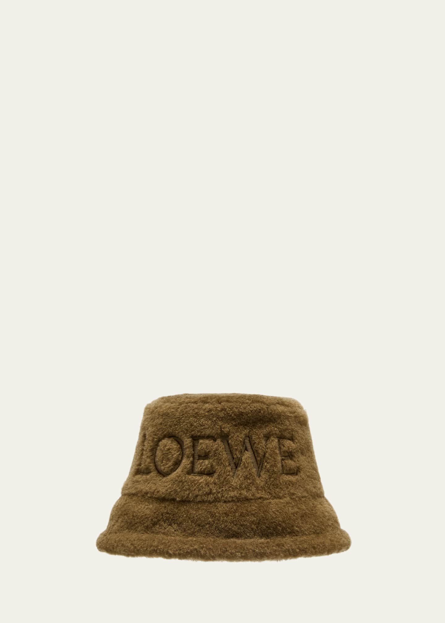Loewe Embroidered Logo Shearling Bucket Hat Image 1 of 2