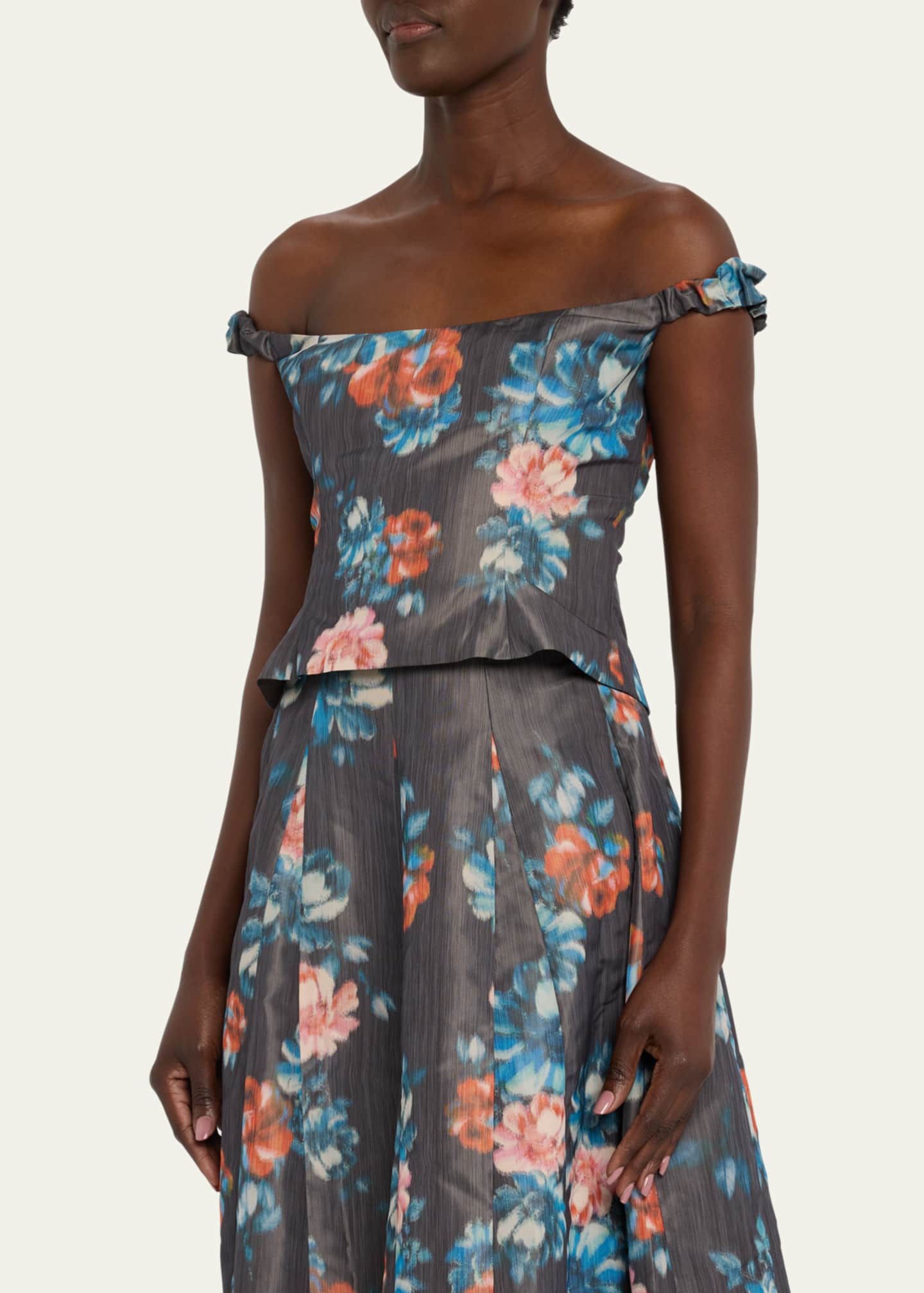 Markarian Floral Ikat OffShoulder Corset Top Bergdorf Goodman