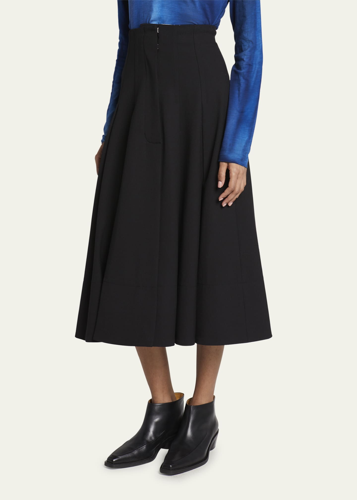Proenza Schouler Pleated Wool Stretch Suiting Midi Skirt - Bergdorf Goodman
