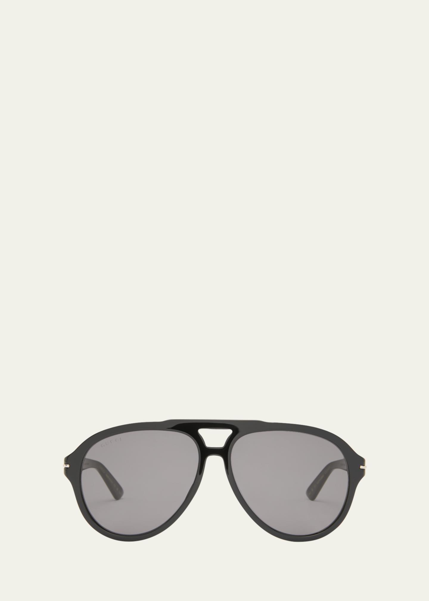 Gucci Acetate Aviator Sunglasses-black Gucci Acetate Brow Bar Aviator Sunglasses GG0545S Black  main image 3