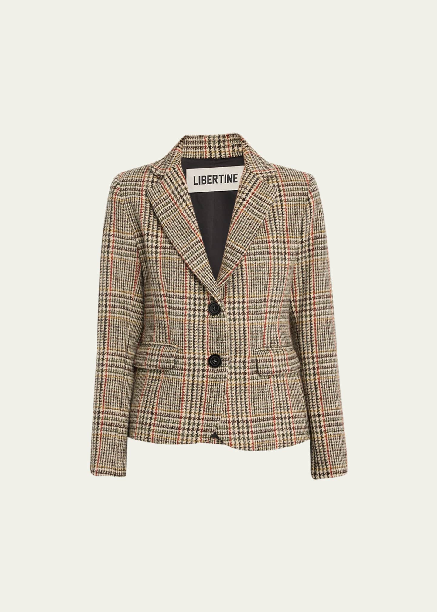 Libertine Thoroughbred Houndstooth Short Wool Blazer