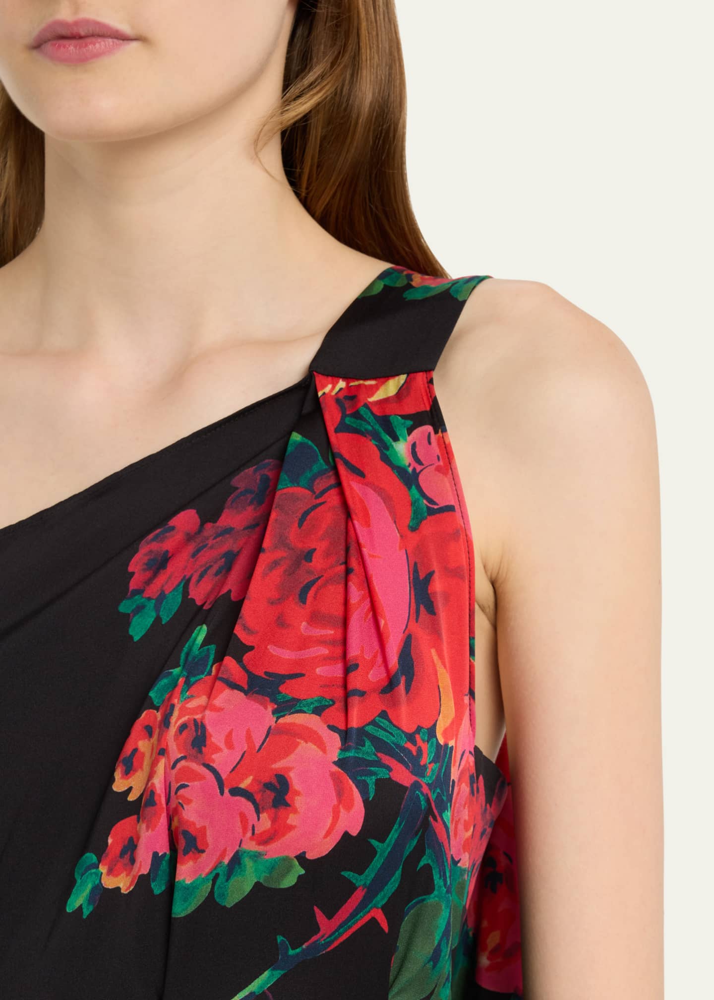 Libertine Seville Rose-Print One Shoulder Gown - Bergdorf Goodman
