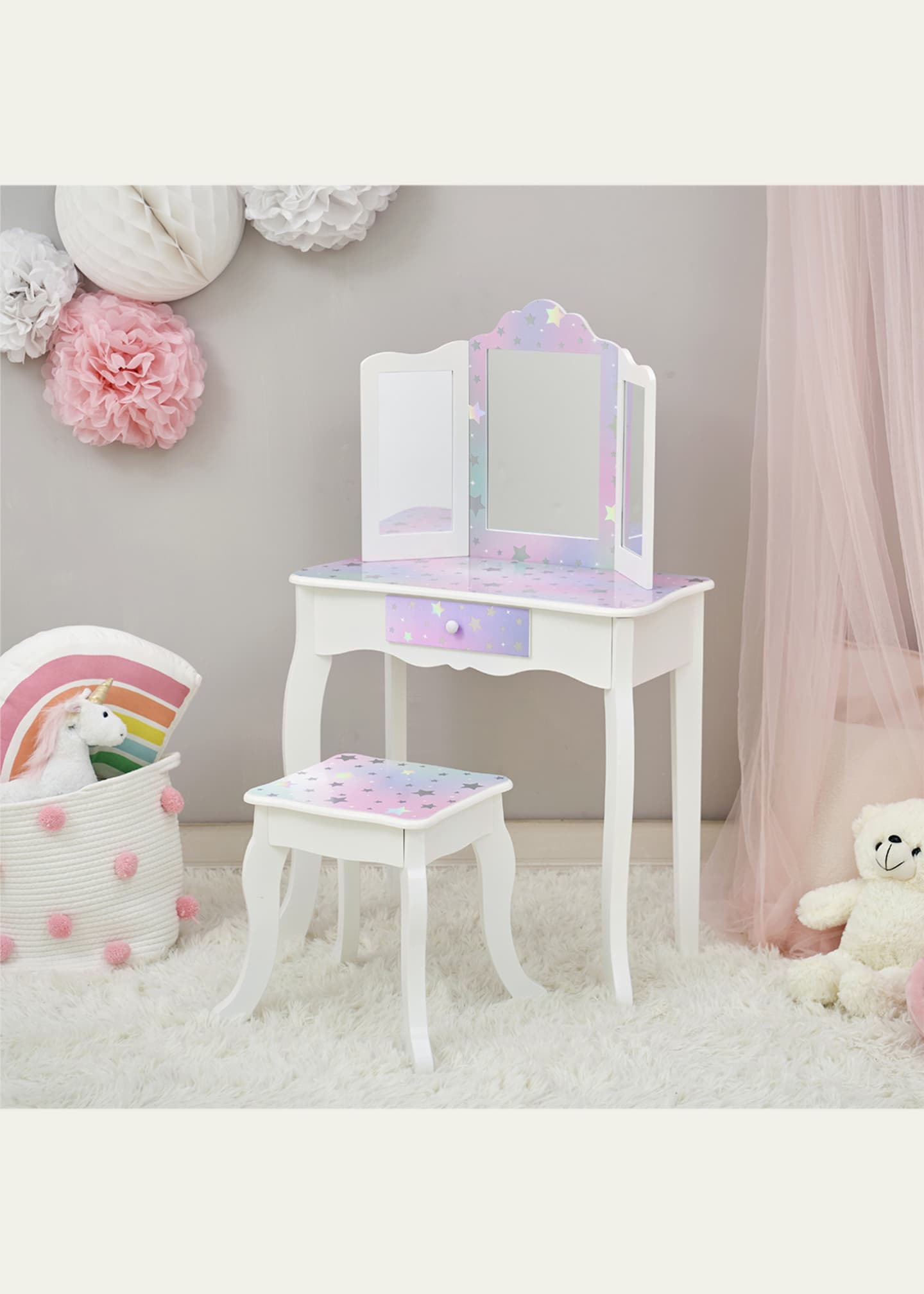 Teamson Kids Girl's Little Princess Gisele Starry Sky Print Vanity Image 2 of 3