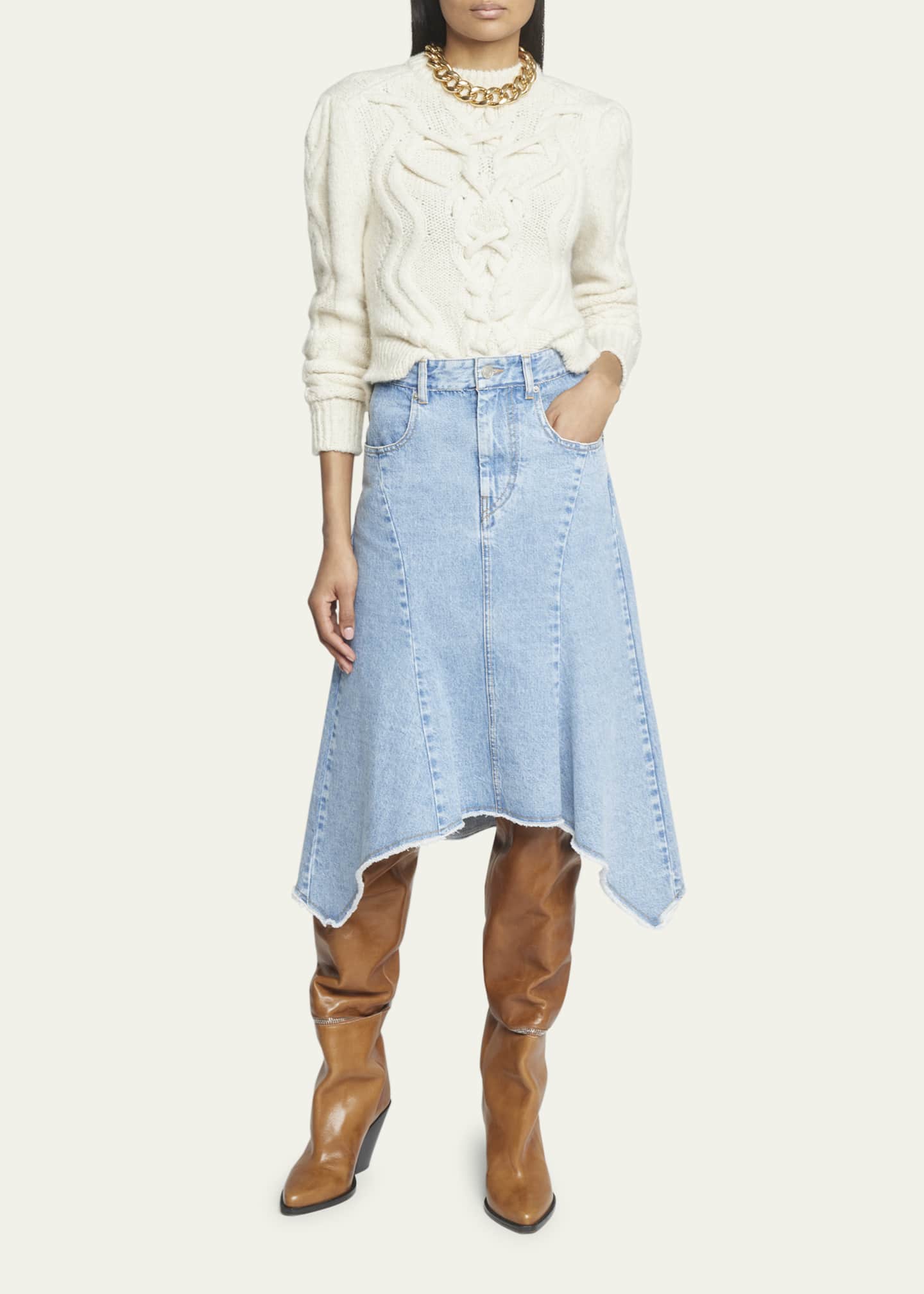 Isabel Marant Nyda Denim HighLow Skirt Bergdorf Goodman