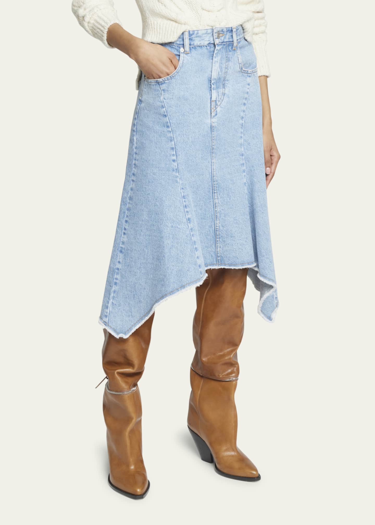 Isabel Marant Nyda Denim HighLow Skirt Bergdorf Goodman