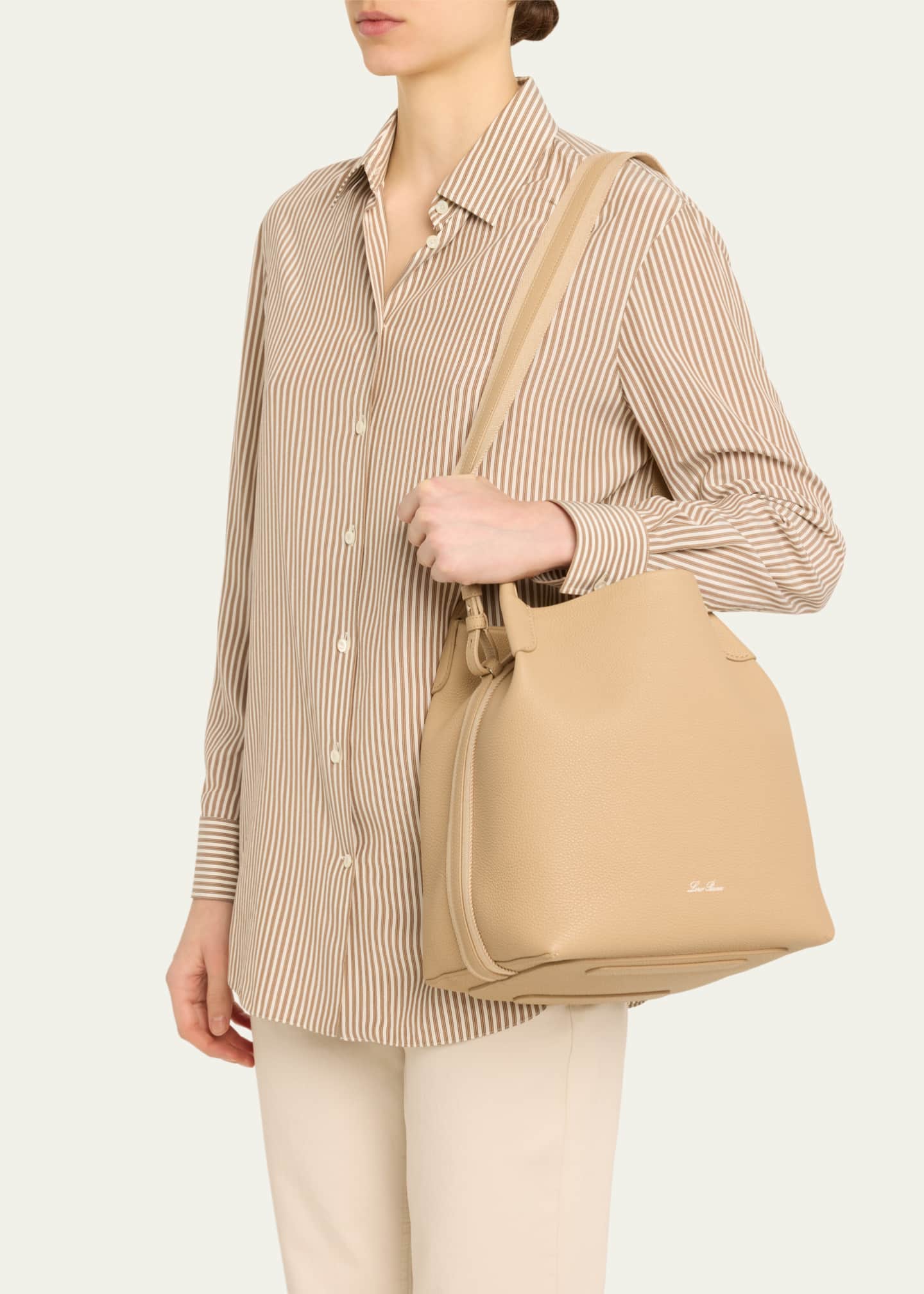 Loro Piana Large Bale Fine-Grain Leather Bag - Bergdorf Goodman