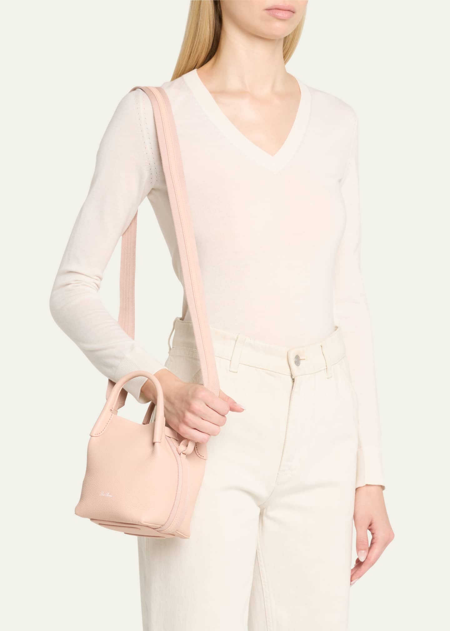 Loro Piana Bale Micro Grain Leather Crossbody Bag Image 2 of 6