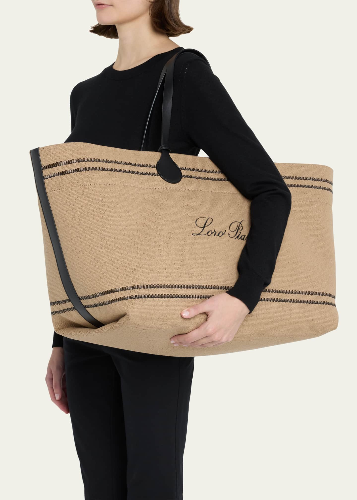 Tasman Extra Large Tote Bag in Beige - Loro Piana