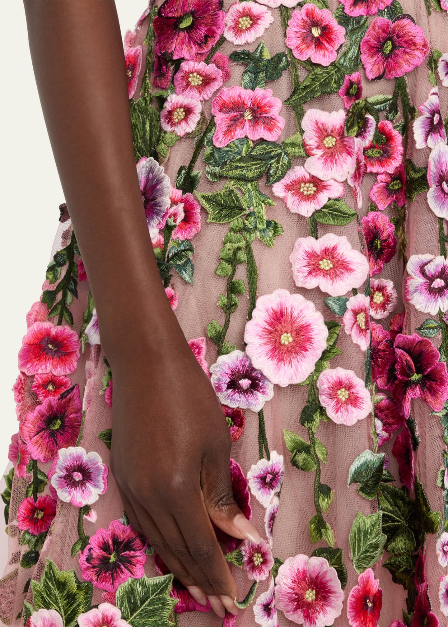 Oscar de la Renta Floral-Embroidered Tulle Dress - Bergdorf Goodman