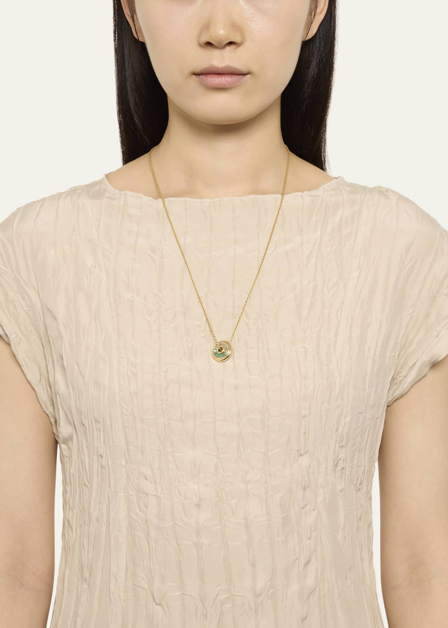 Moritz Glik 18k Yellow Gold Emerald Shaker Pendant Necklace Image 2 of 4