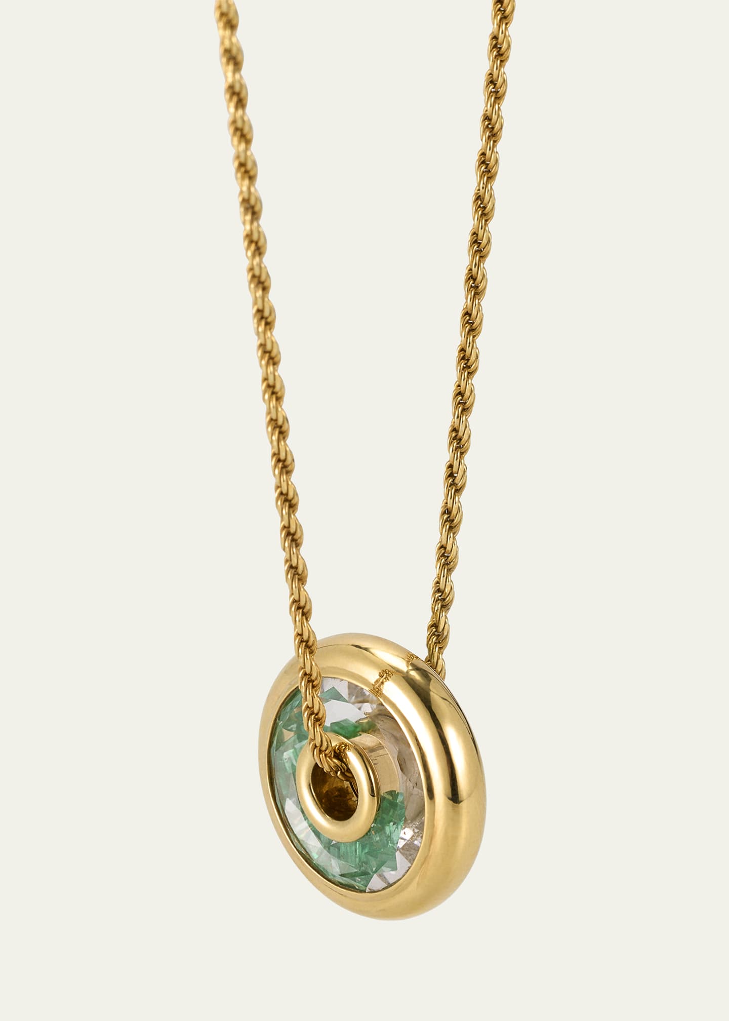Moritz Glik 18k Yellow Gold Emerald Shaker Pendant Necklace Image 1 of 4