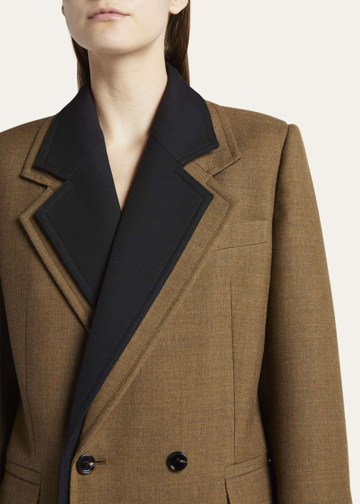 Saint Laurent Double-Breasted Wool Coat - Brown