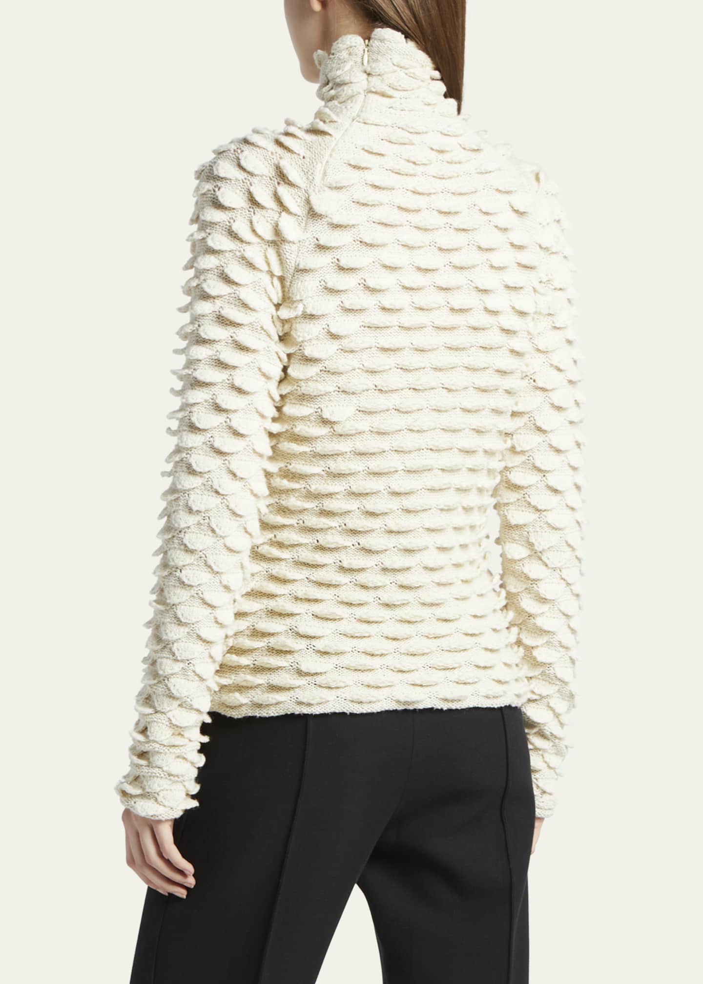 Fish Scale Wool High-Neck Sweater