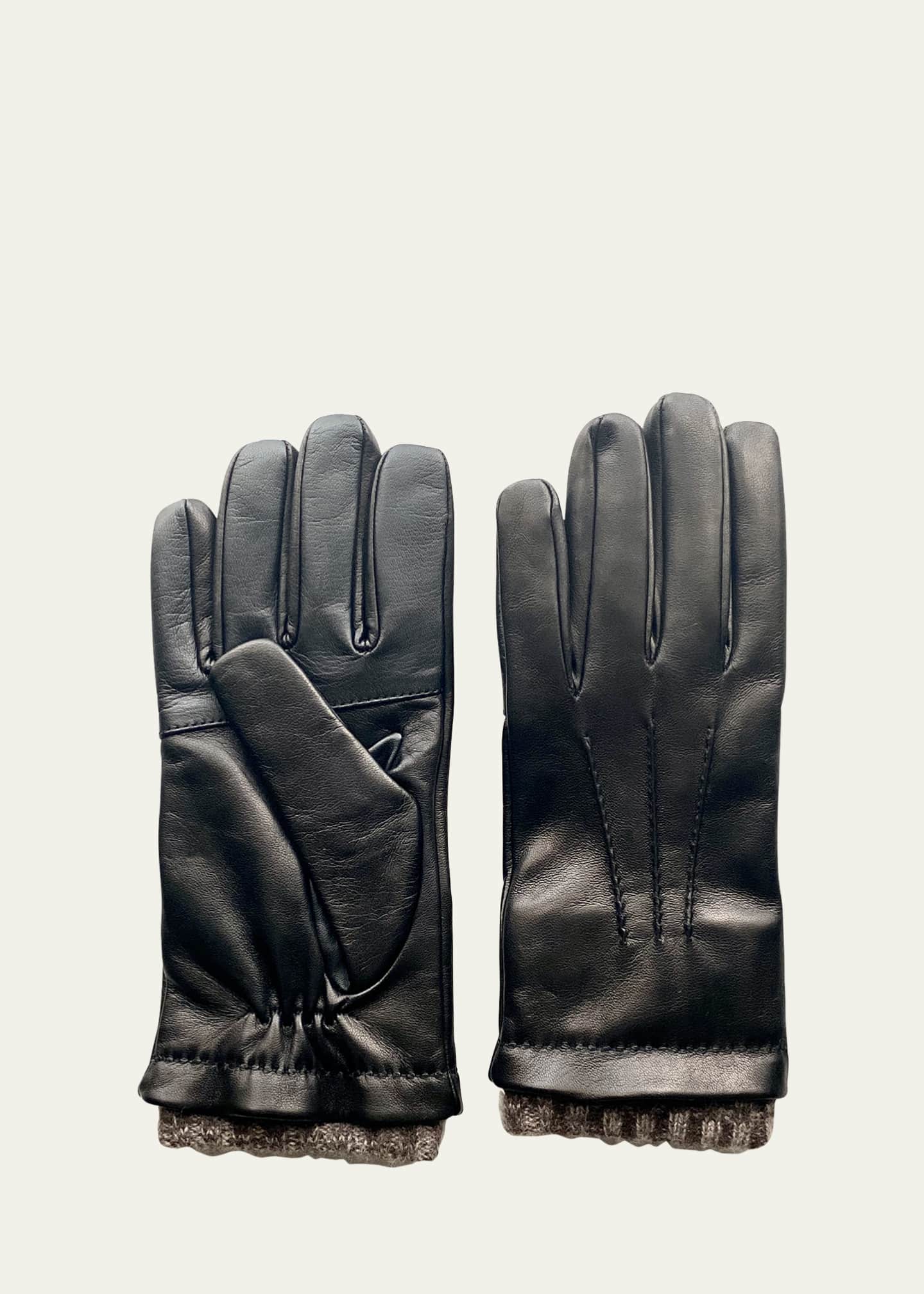 Bergdorf Goodman Men's Cashmere-Lined Napa Leather Gloves
