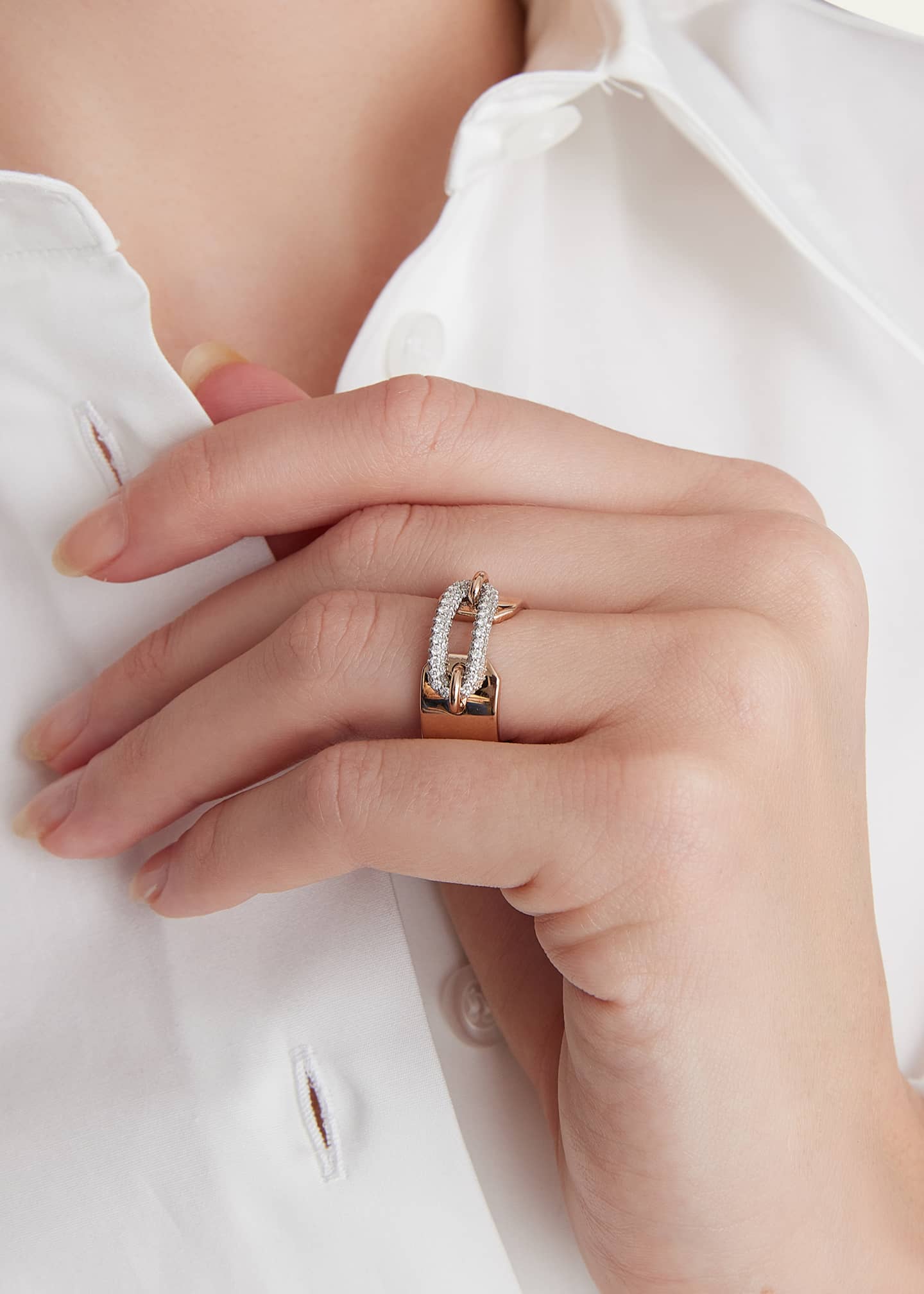 Walters Faith Morell 18K Rose Gold Diamond Elongated Oval Cuff Ring Size 6.5 Bergdorf Goodman