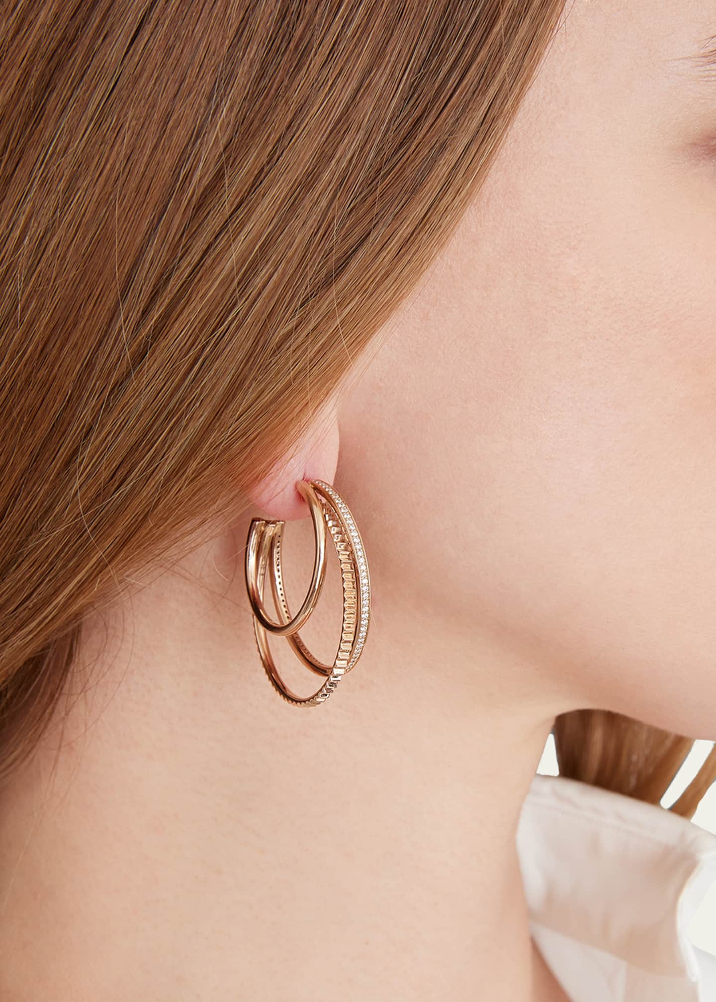 Walters Faith Clive 18K Rose Gold Diamond Triple Hoop Huggie Earrings Image 2 of 2