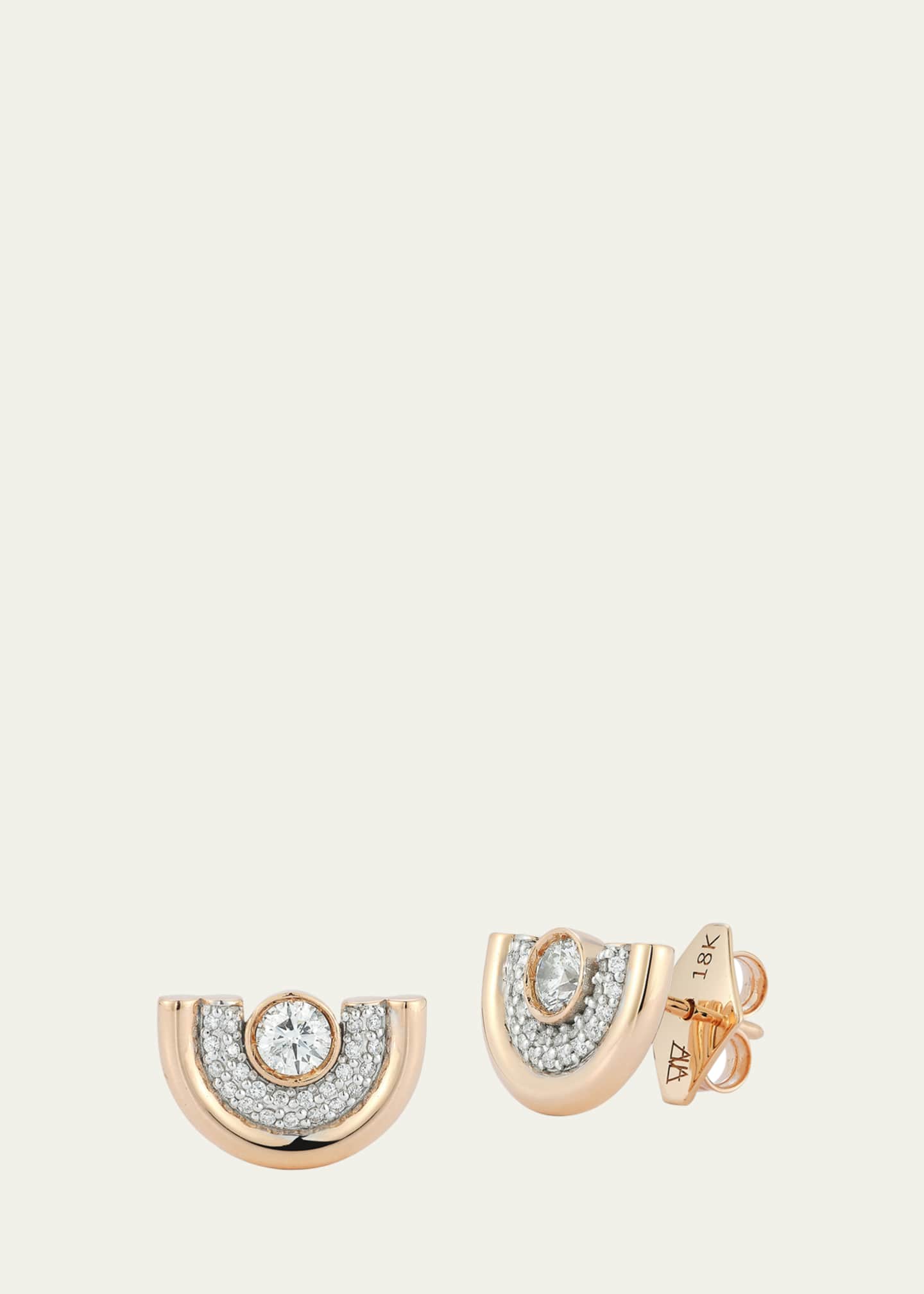 Walters Faith Thoby 18K Rose Gold Diamond Tubular Stud Earrings Image 2 of 2