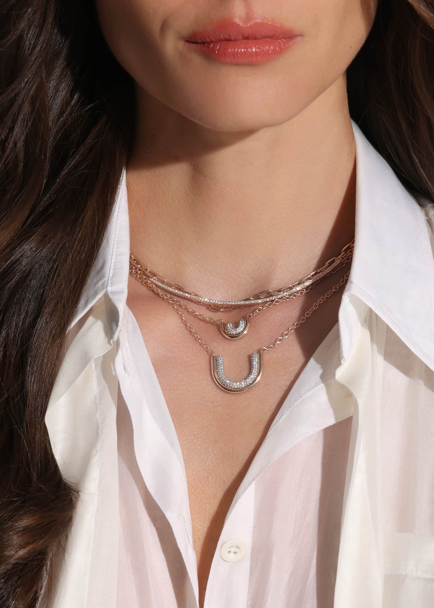 Walters Faith Thoby 18K Rose Gold Diamond Small Tubular Necklace Image 2 of 2