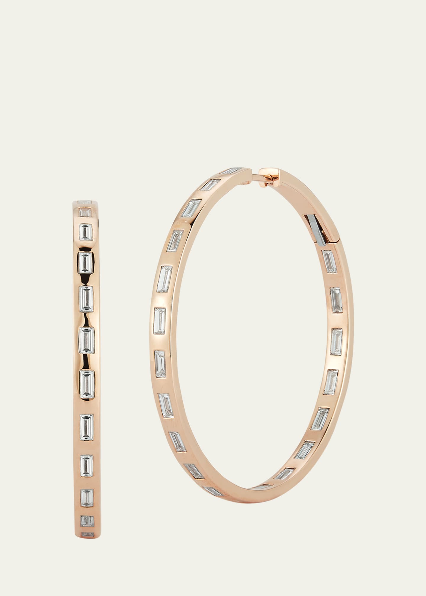 Walters Faith Ottoline 18K Rose Gold Diamond Baguette Hoop Earrings Image 1 of 2