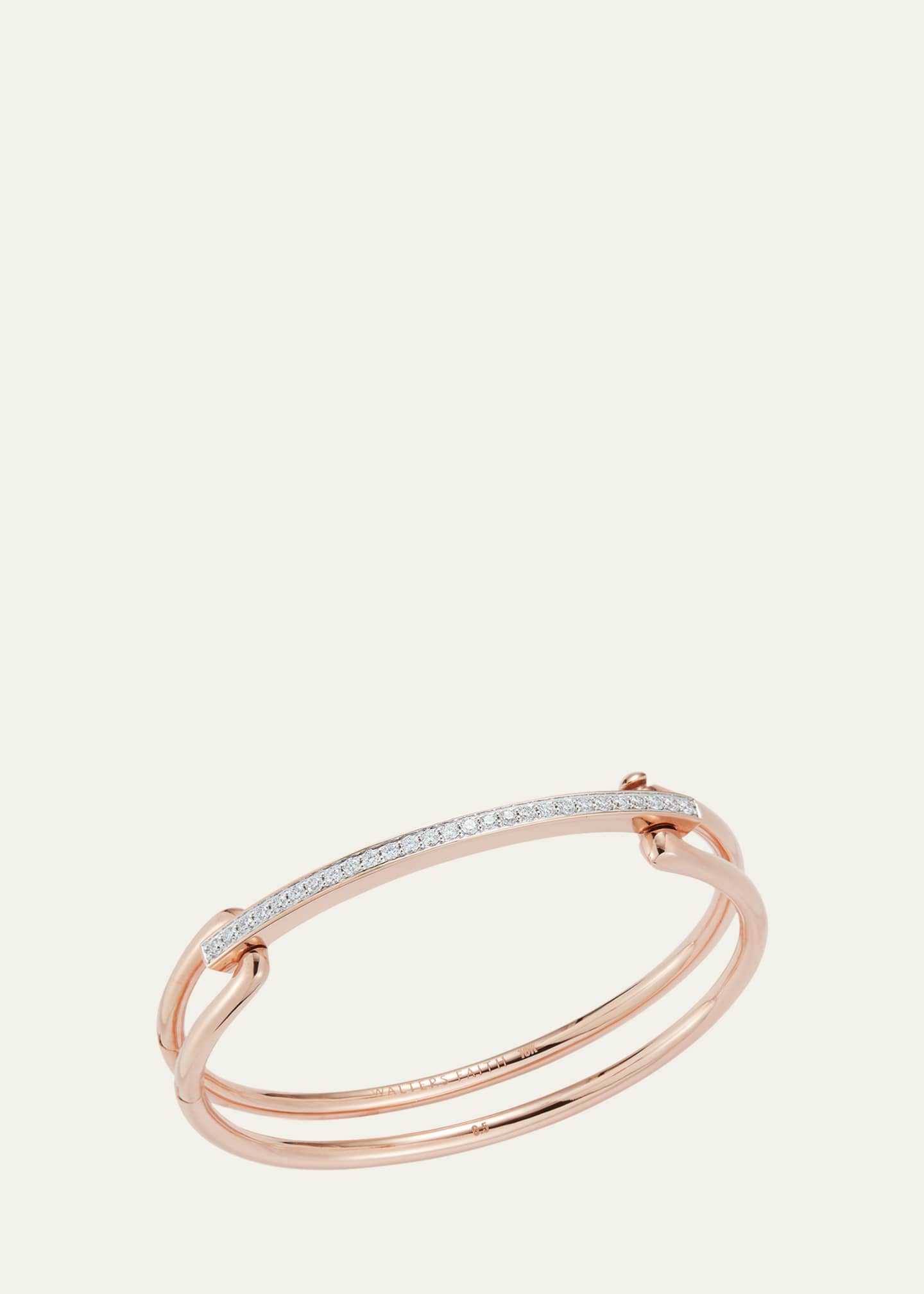 Walters Faith Grant 18K Rose Gold Elongated Link Cuff Bracelet with Diamond Bar, Size 6 Image 1 of 2