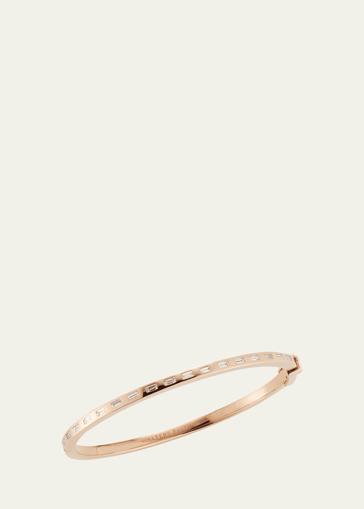 Walters Faith Ottoline 18K Rose Gold Diamond Baguette Hinged Bangle, Size 6.5 Image 1 of 2